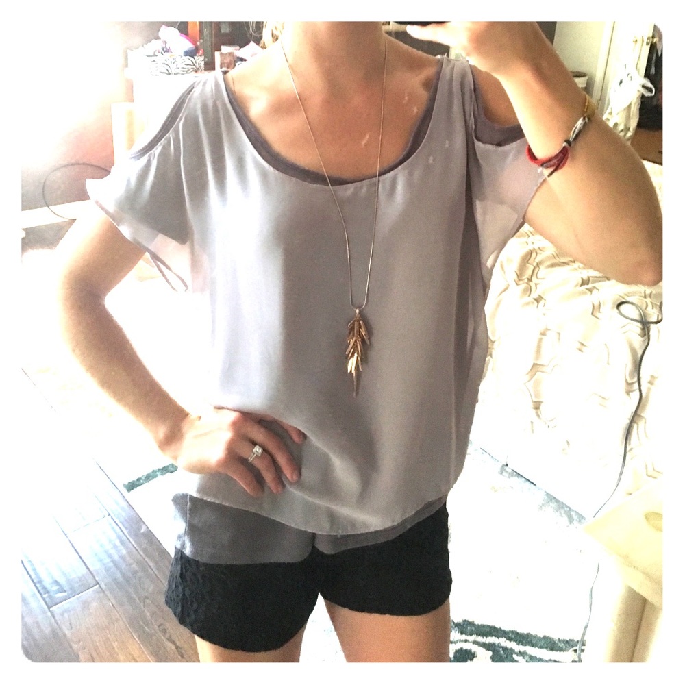 Romantic lavender layered cold shoulder top