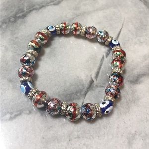 Evil eye splatter stretch bracelet