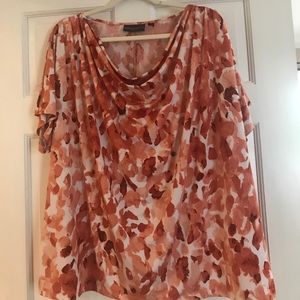 Silky orange and white blouse