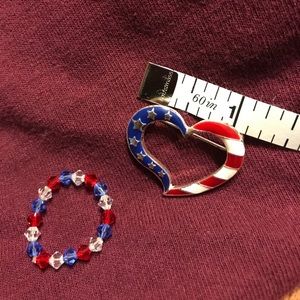 Patriotic ring and heart pin set.