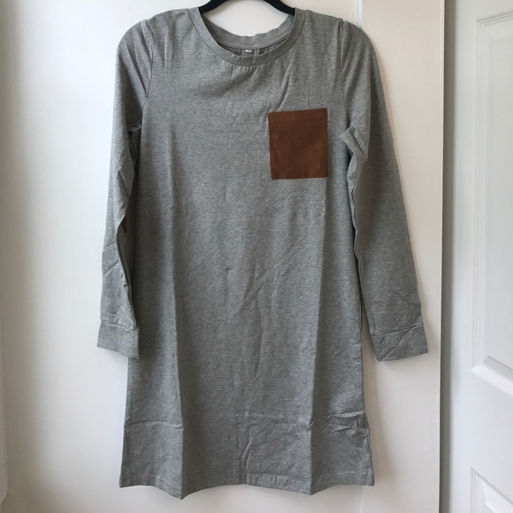 Gray long sleeve t-shirt dress NEW - Picture 4 of 7