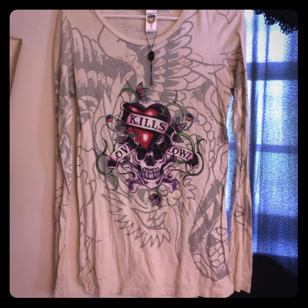 Ed Hardy "love kills" retro top