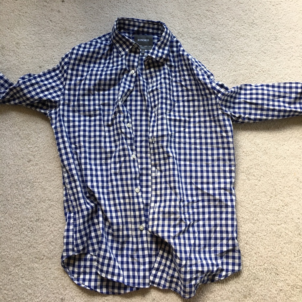Bonobos Blue gingham shirt small