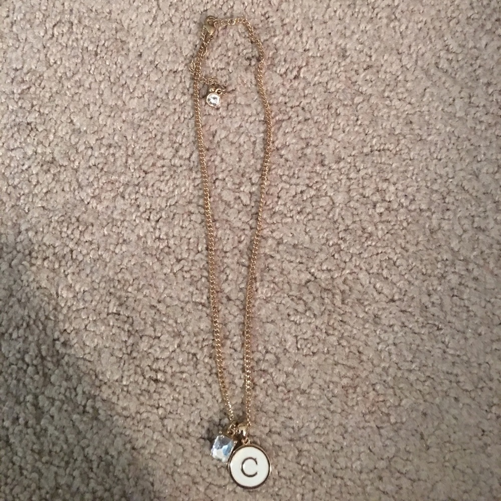 gold and white C necklace