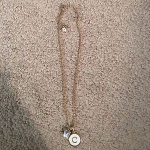 gold and white C necklace