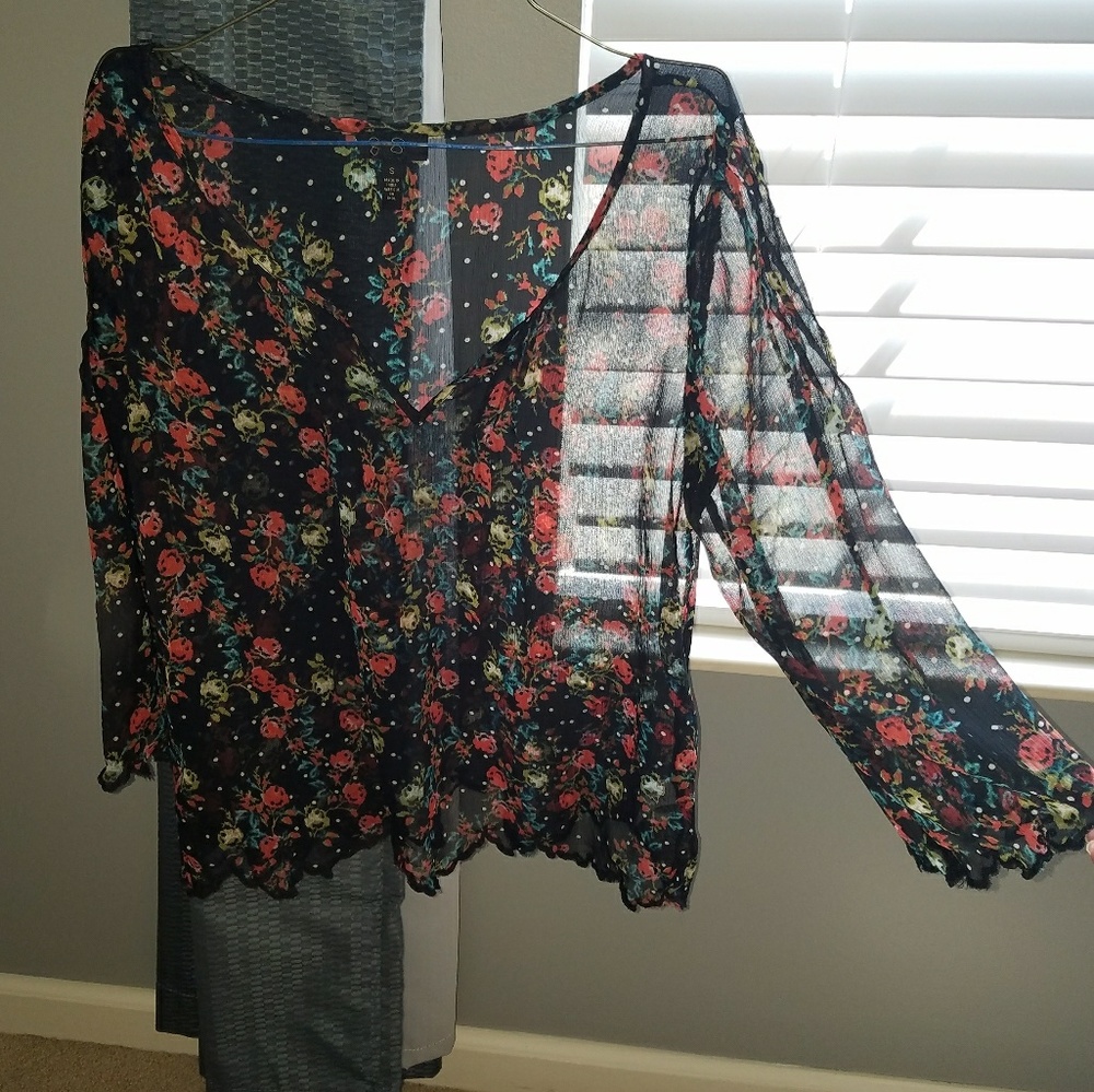 Sheer, floral blouse