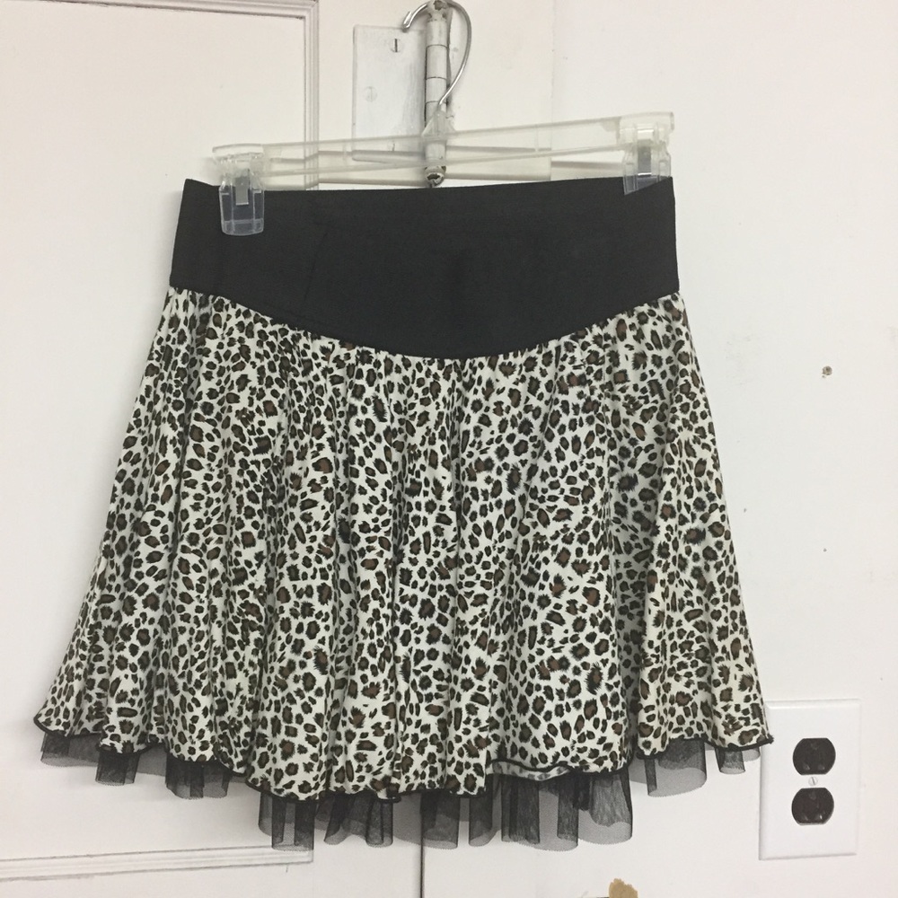 Leopard print and black Mini Skirt Large