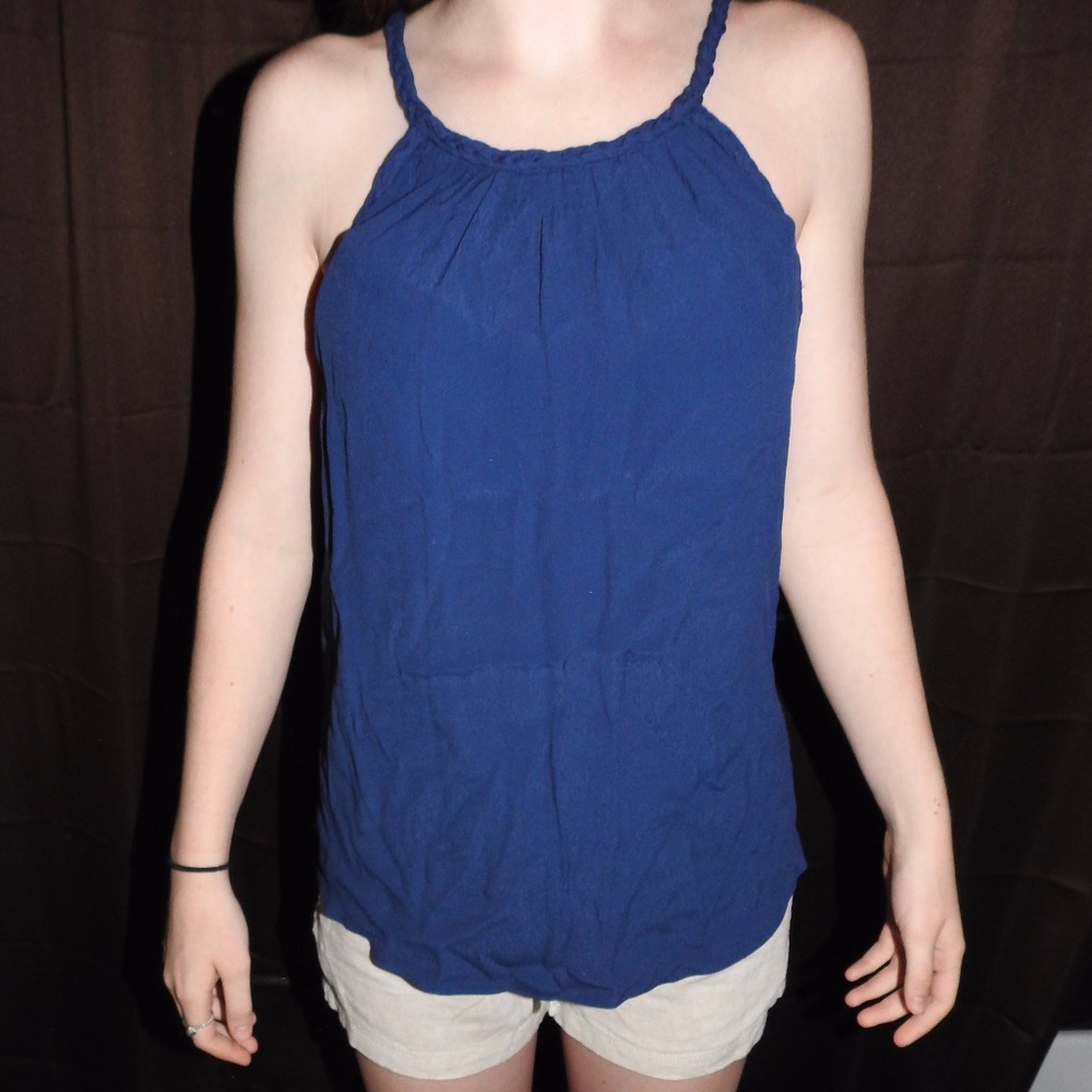 Braided High Neck Rayon Shirt