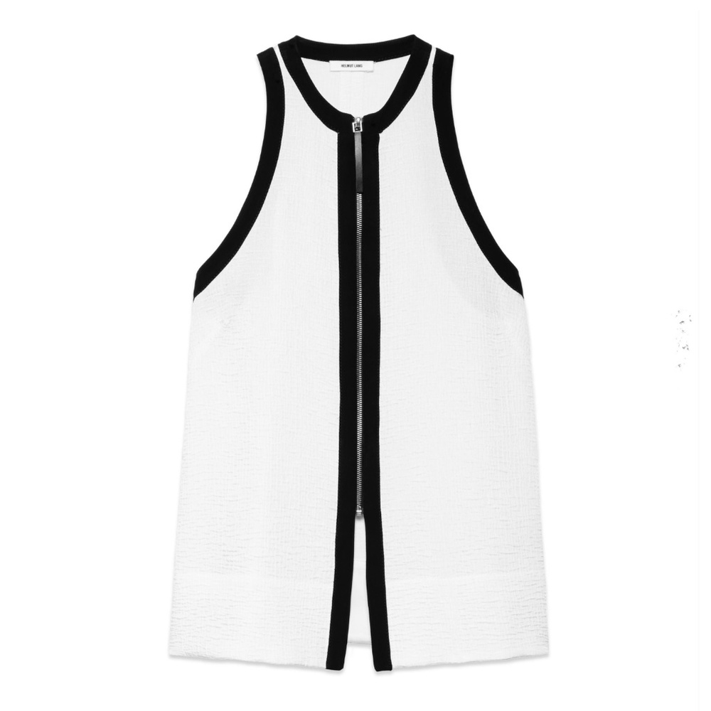 Helmut Lang $320 MODERN Zipper White Black Top NWT - Picture 3 of 8