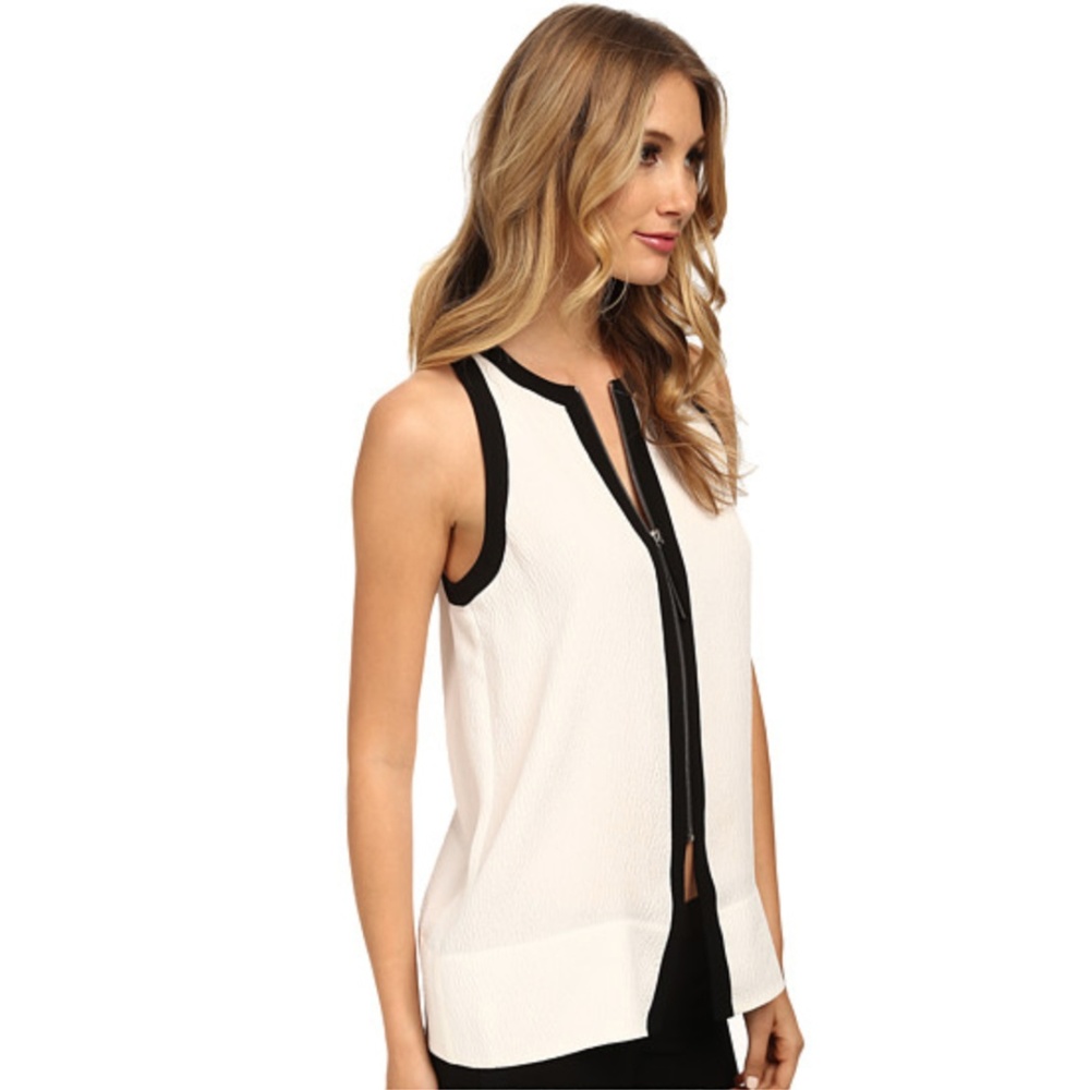 Helmut Lang $320 MODERN Zipper White Black Top NWT - Picture 5 of 8