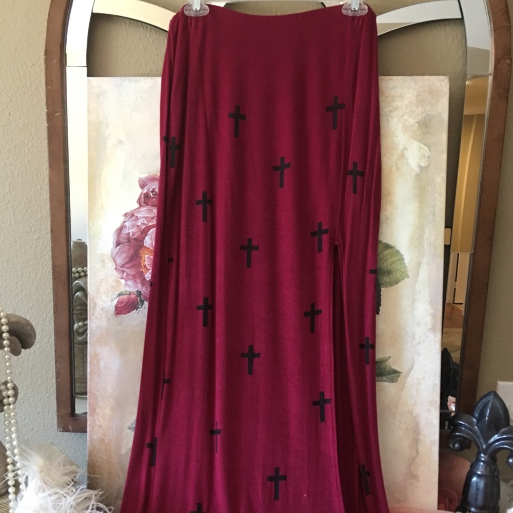 Foreign Exchange Cross Maxi Skirt w/ high slit M