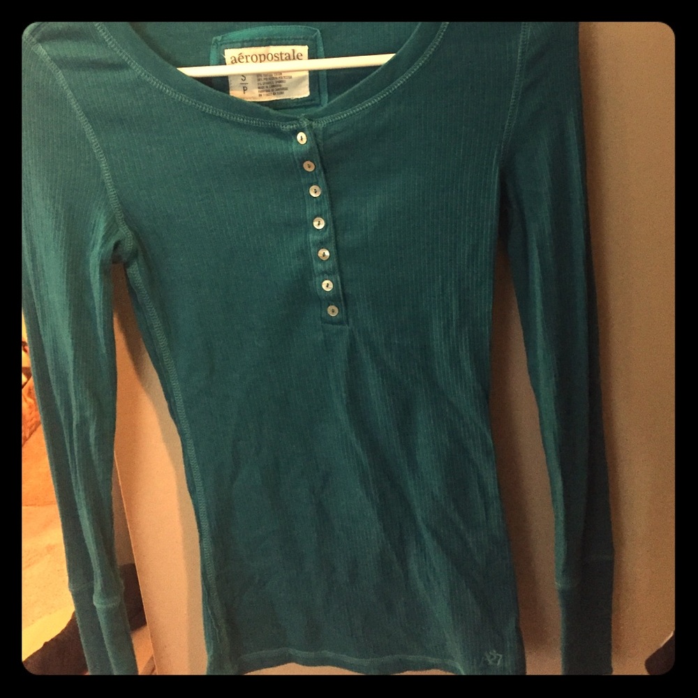 Aeropostale long sleeve turquoise top