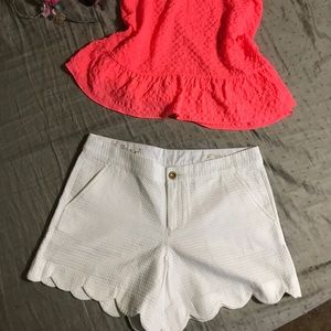 White scalloped shorts