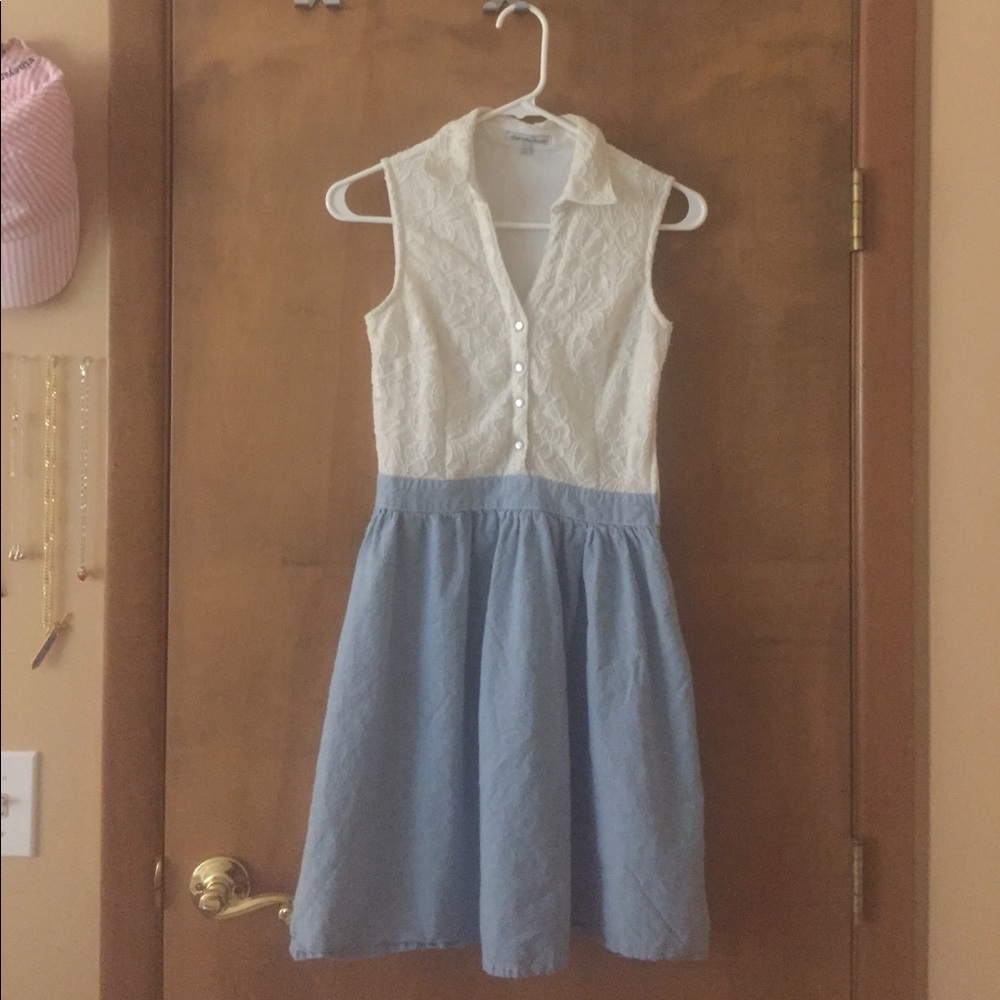 Denim / Lace Button Up Dress