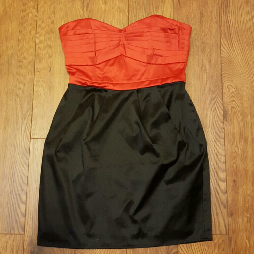 H&M Red And Black Strapless Dress Sz 10