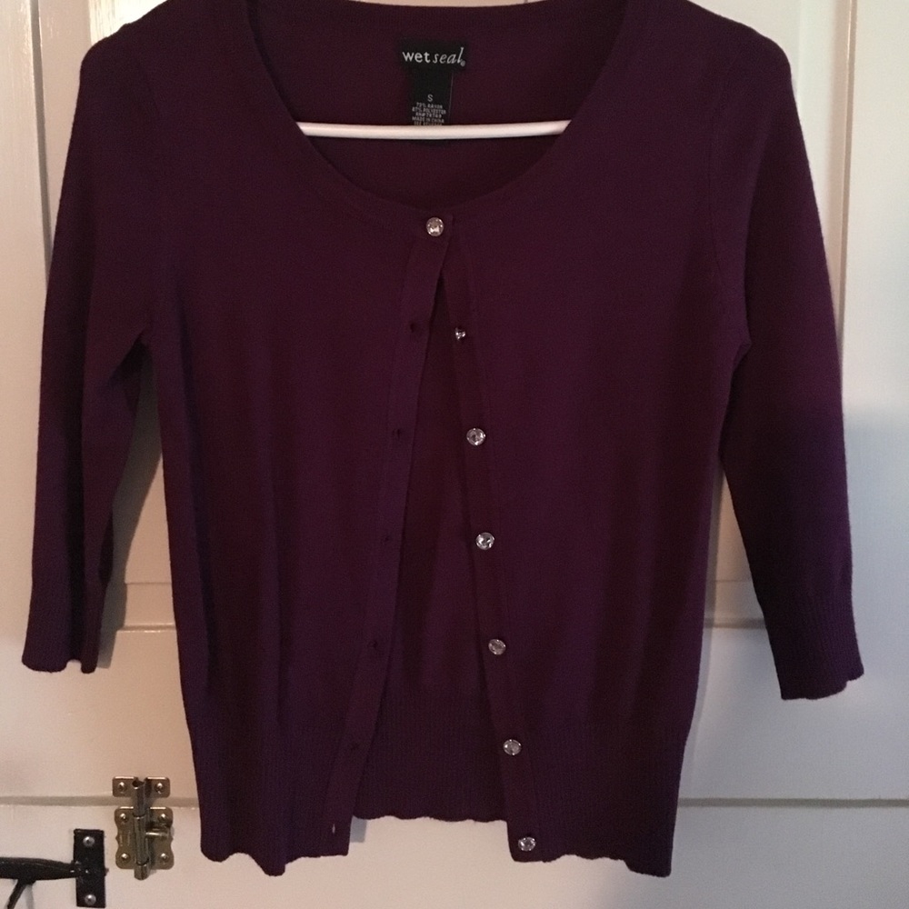 Wet Seal Purple 1/2 Sleeve Cardigan