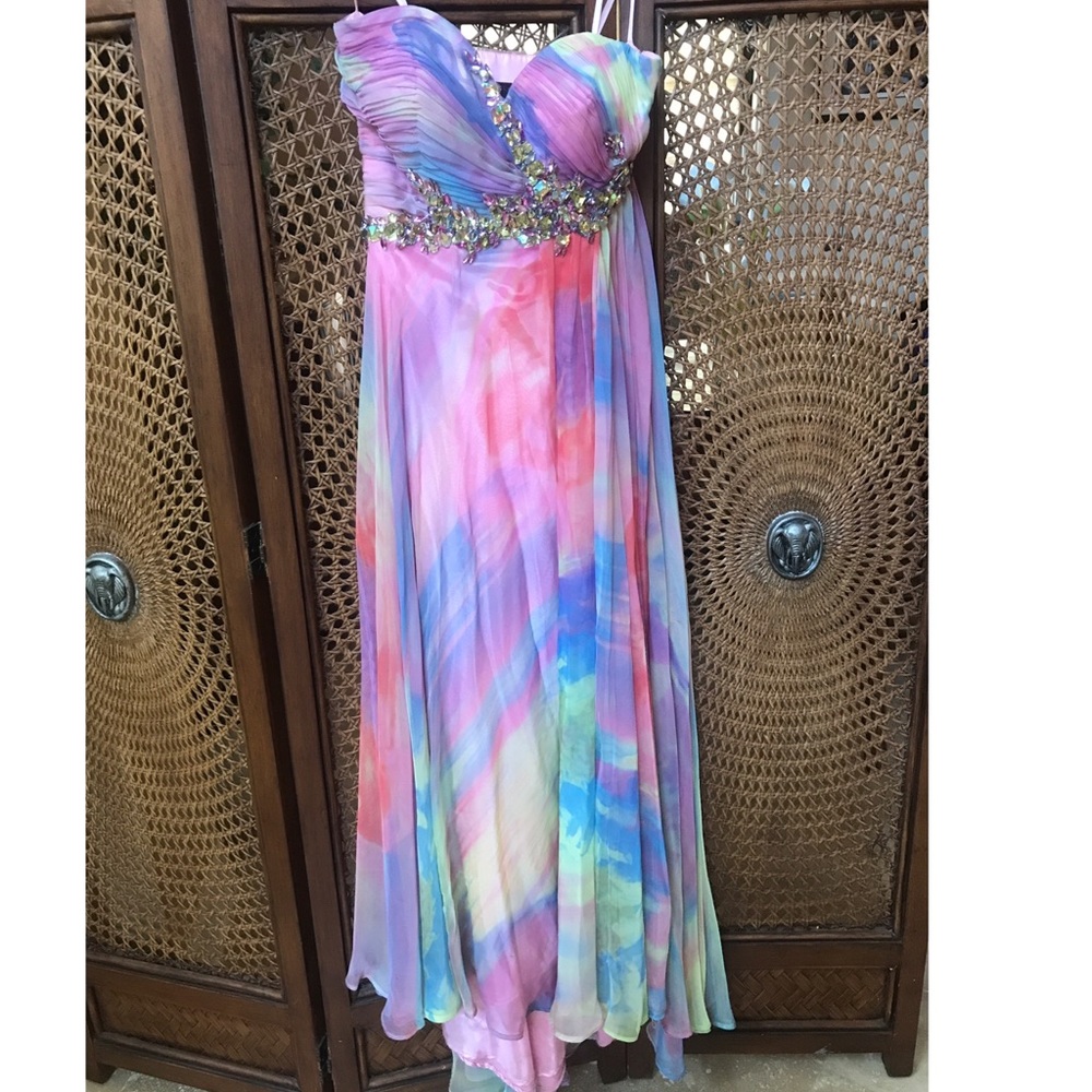 Morrell Maxie Strapless Watercolors Dress size 6