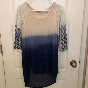 Blue to white ombré top