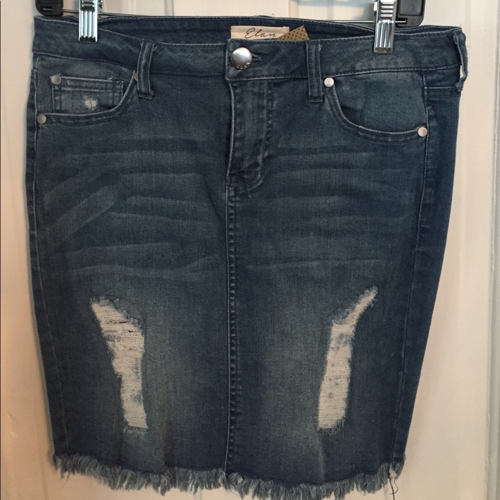Distressed Frayed Jean skirt