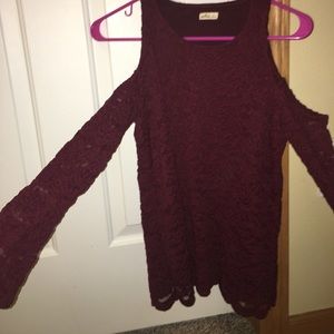 Hollister cold shoulder lace 3/4 sleeves