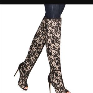 Madison open toe knee high stiletto boots