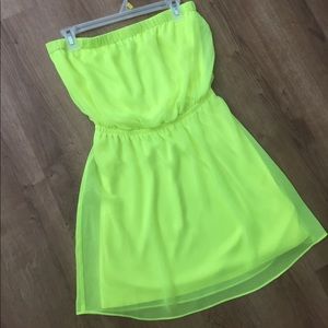 Highlighter Yellow Strapless Dress