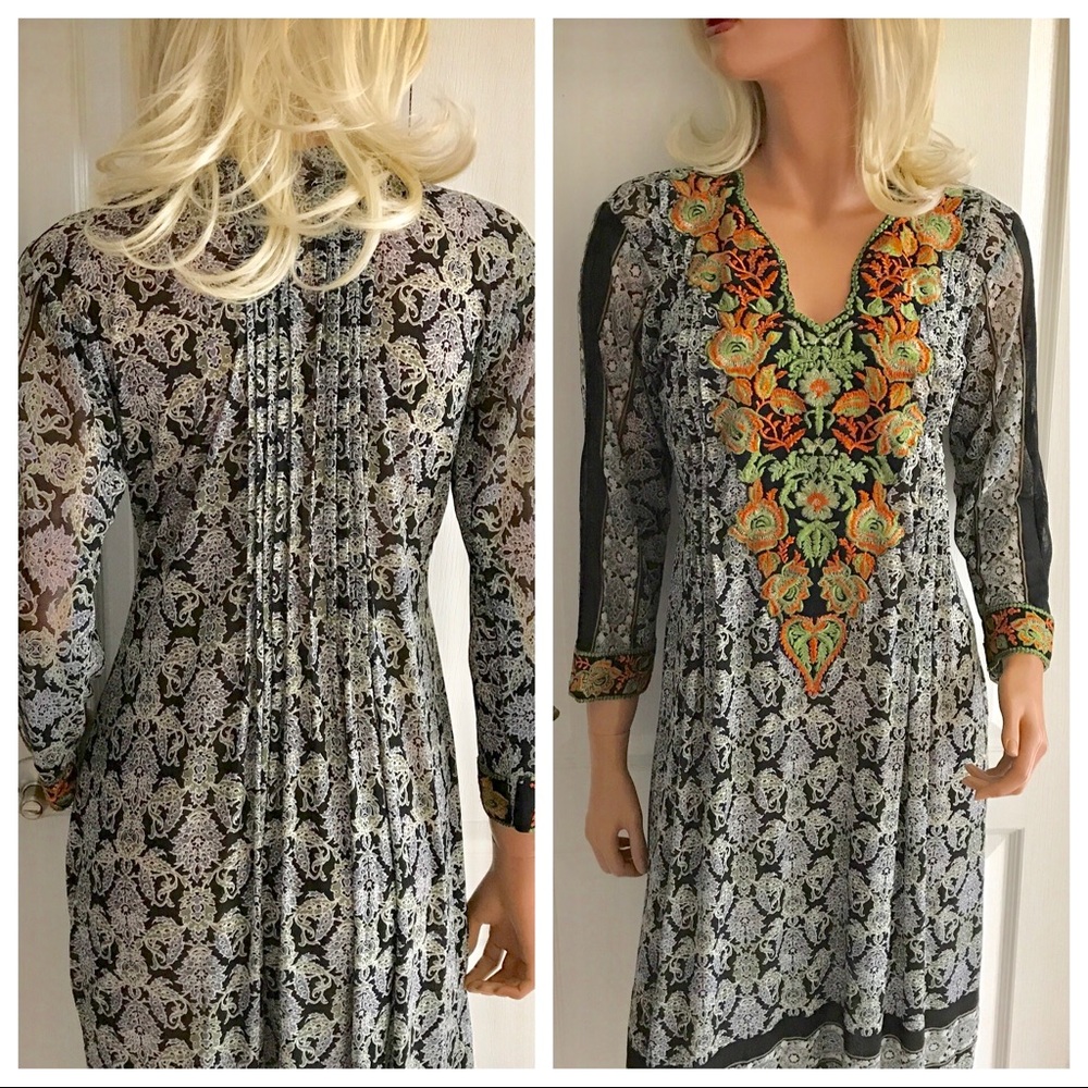 Bohemian Embroidered Dress Kaftan WOWZA - Picture 2 of 7