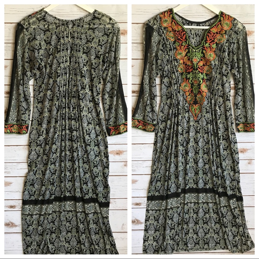 Bohemian Embroidered Dress Kaftan WOWZA - Picture 4 of 7