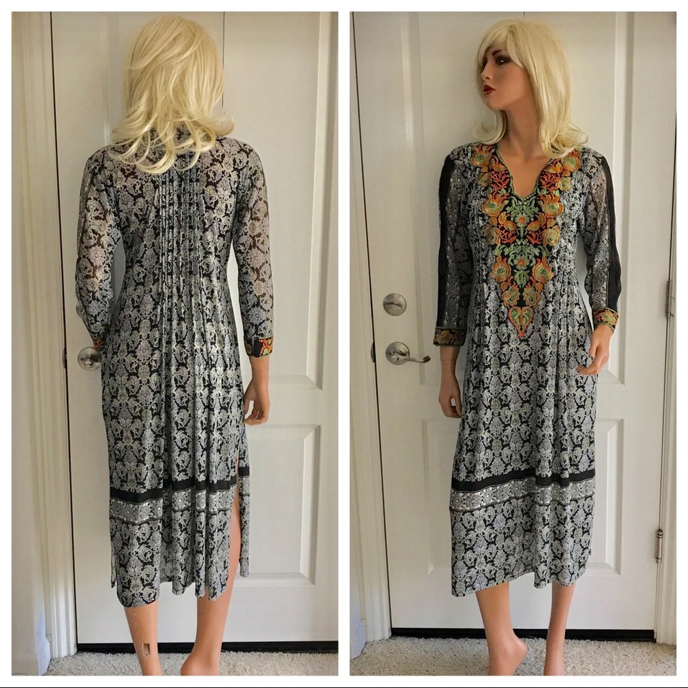 Bohemian Embroidered Dress Kaftan WOWZA - Picture 3 of 7