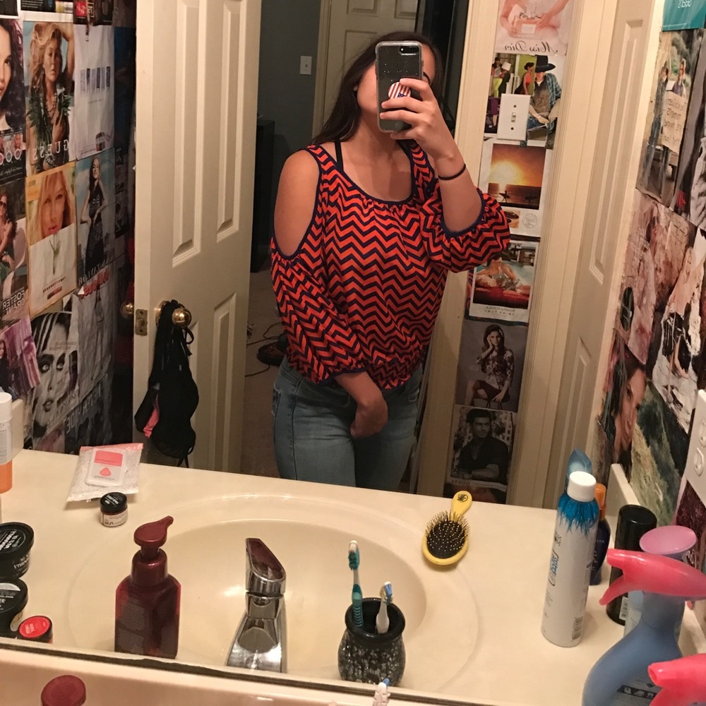 Forever 21 Chevron off the shoulder top