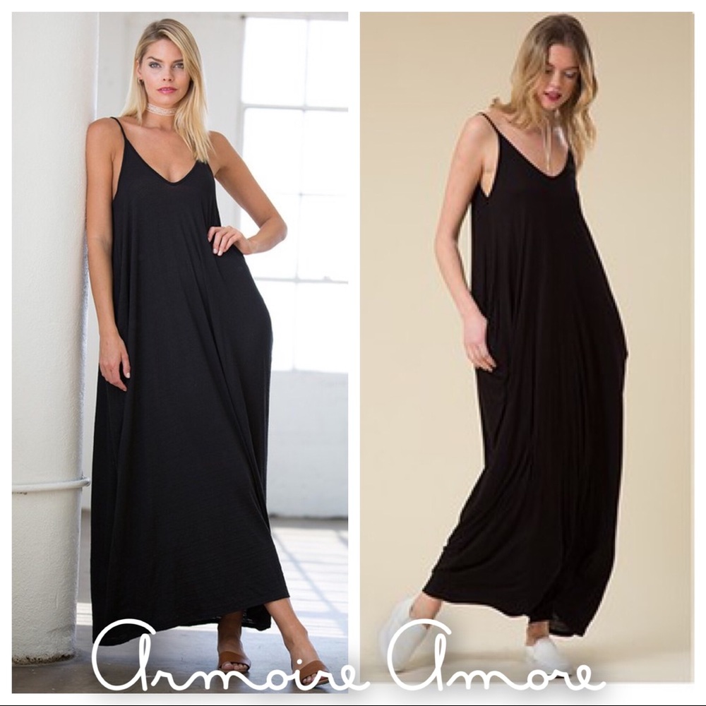 Strappy Black Harem Maxi with Pockets!