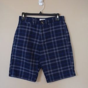 Men's Merona Flat Front Blue/Grey Plaid Shorts