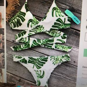 Wrap around palm leaves bikini