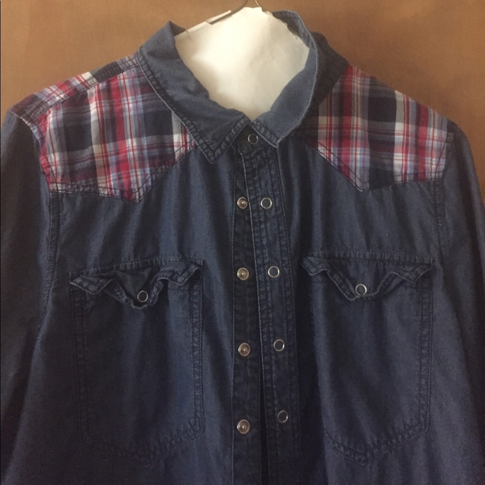 Denim / Plaid button up Cardigan/Jacket