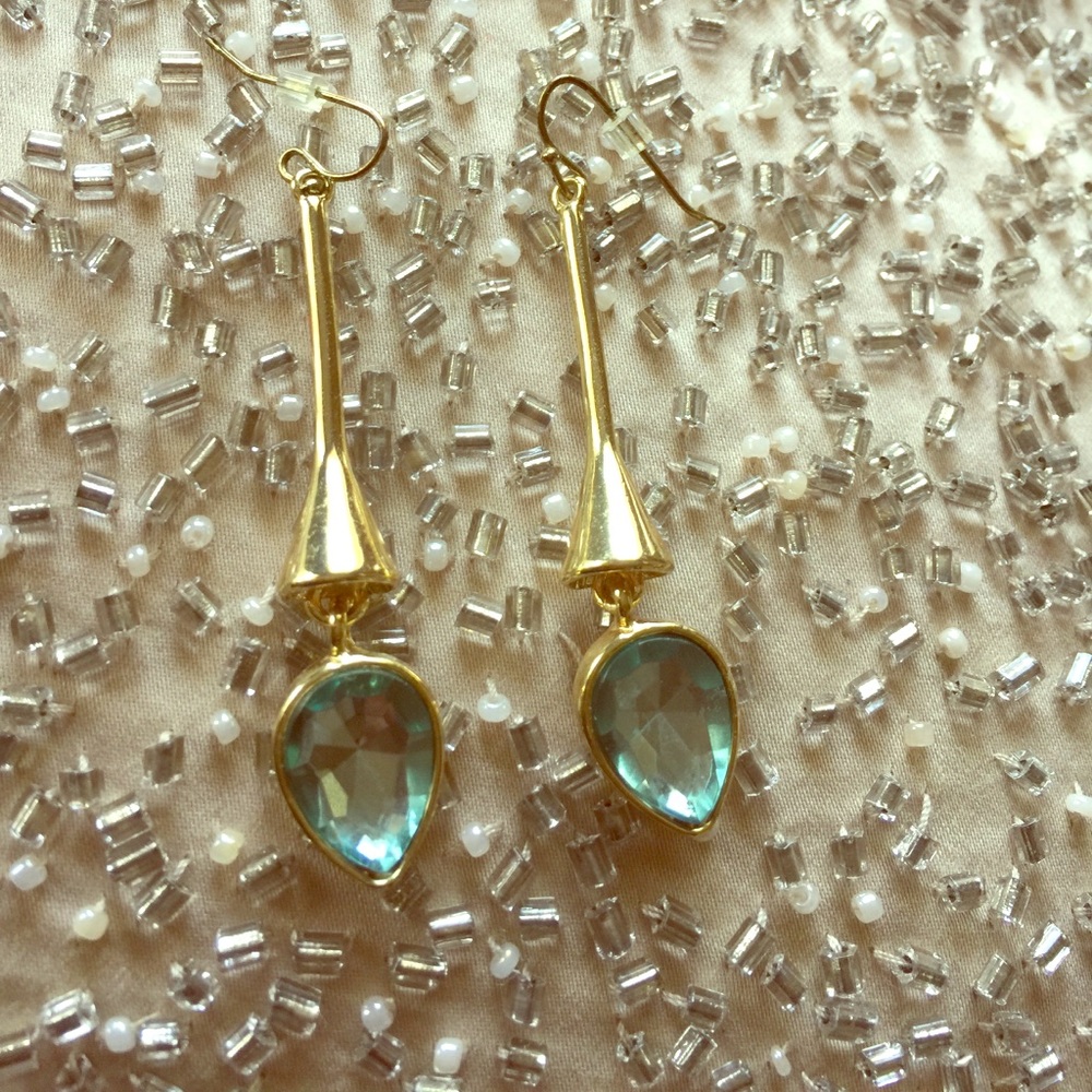 Gold Earrings with Blue Topaz