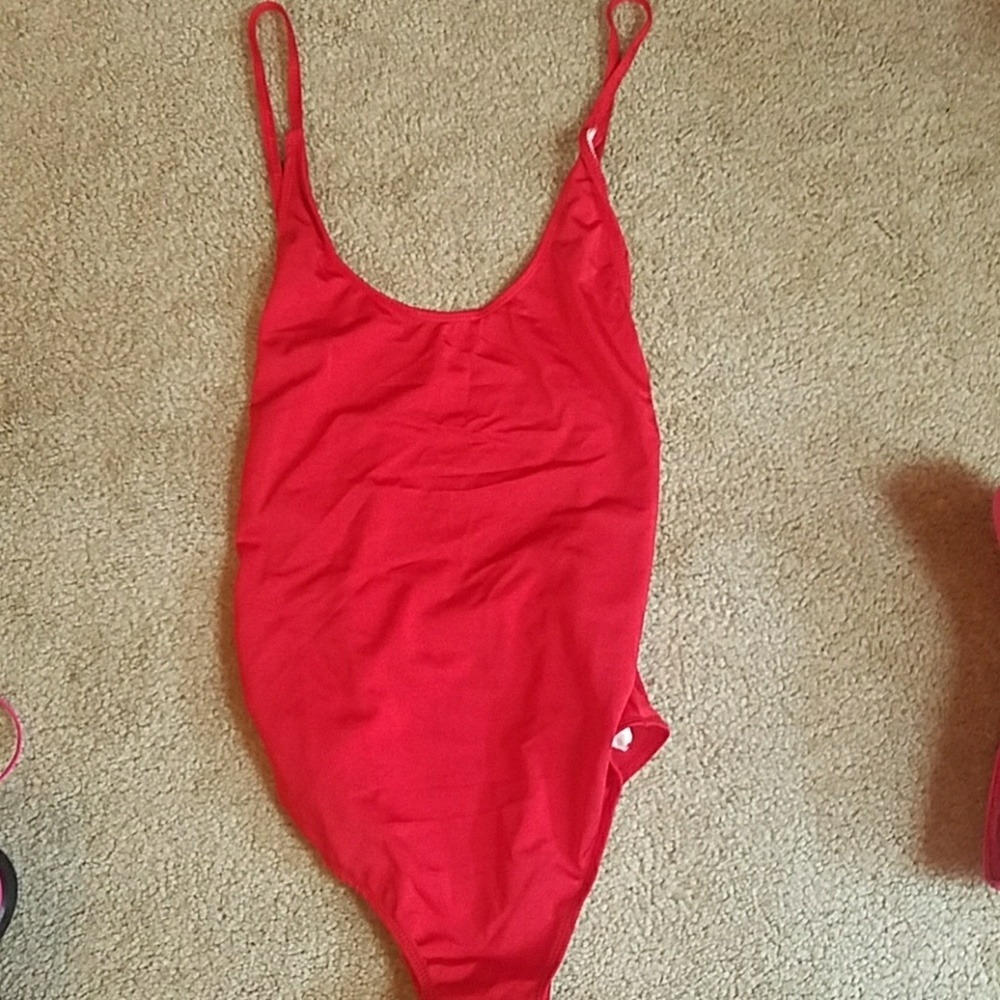 Red one piece swimsuit