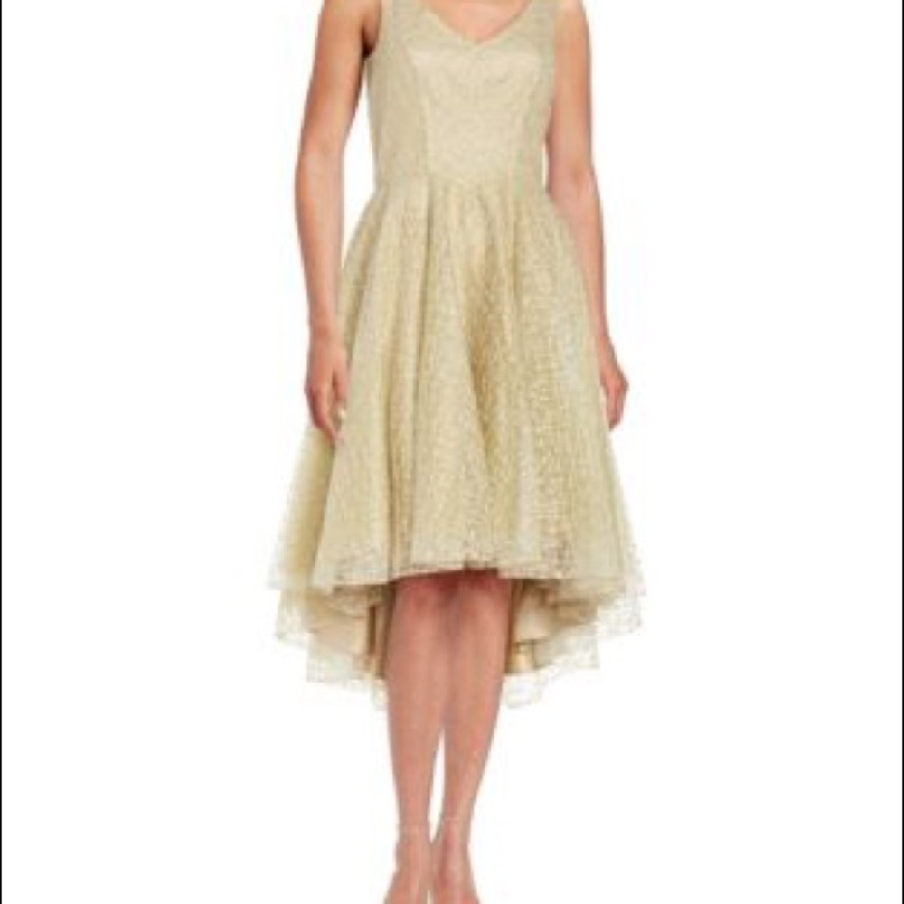 NWT Badgley Mischka gold embroidered dress