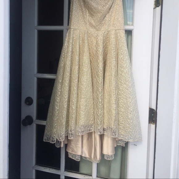 NWT Badgley Mischka gold embroidered dress - Picture 2 of 6