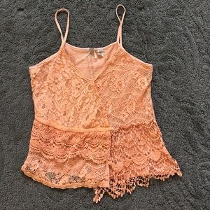 Orange lace and crochet top