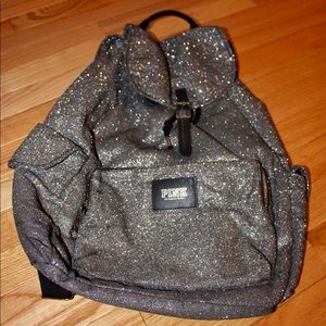 PINK sparkly silver backpack