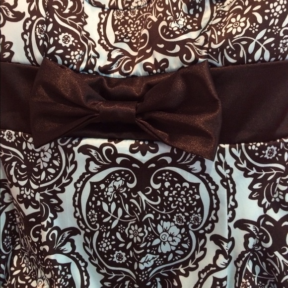 Formal Girl's Strapless Blue & Black Dress w/ Bow - Picture 3 of 3