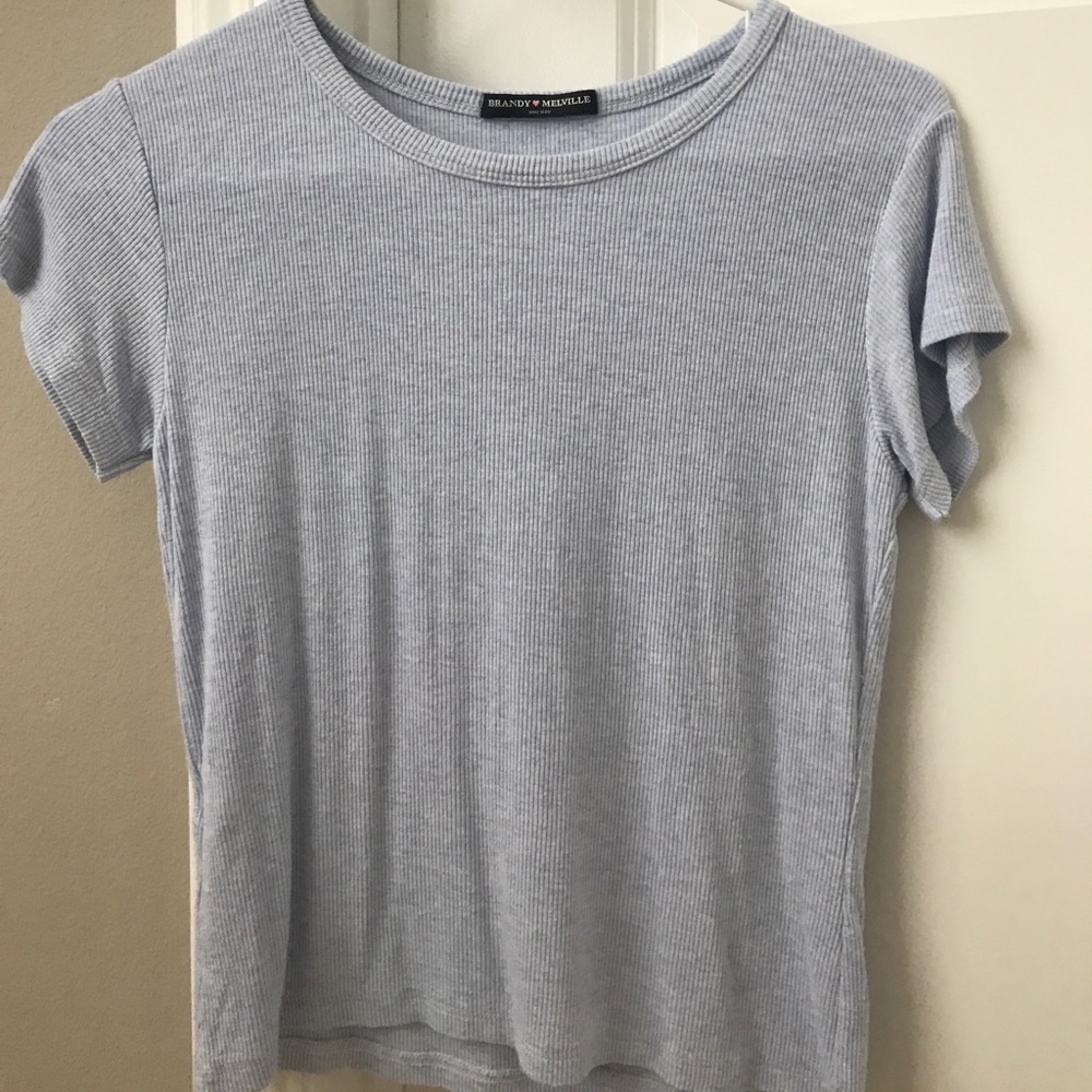 Brandy Melville Blue Grey ribbed top