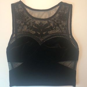 Velvet & Mesh Black Crop Top Velvet & Mesh Black Crop Top