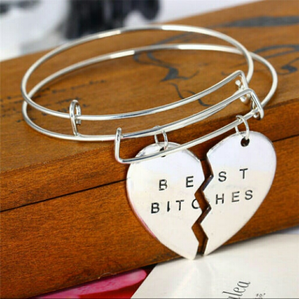 SALE 2 BEST B*TCHES Heart Charm Bracelets