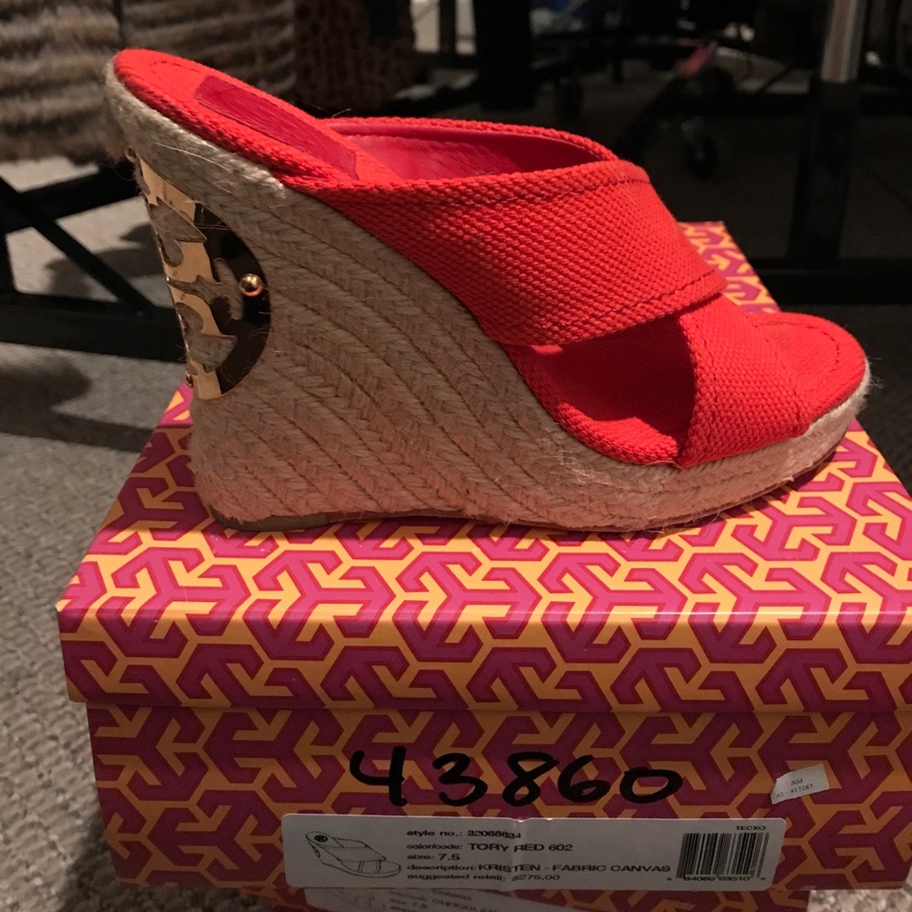 Tory Burch Red Wedge 7.5 gently worn