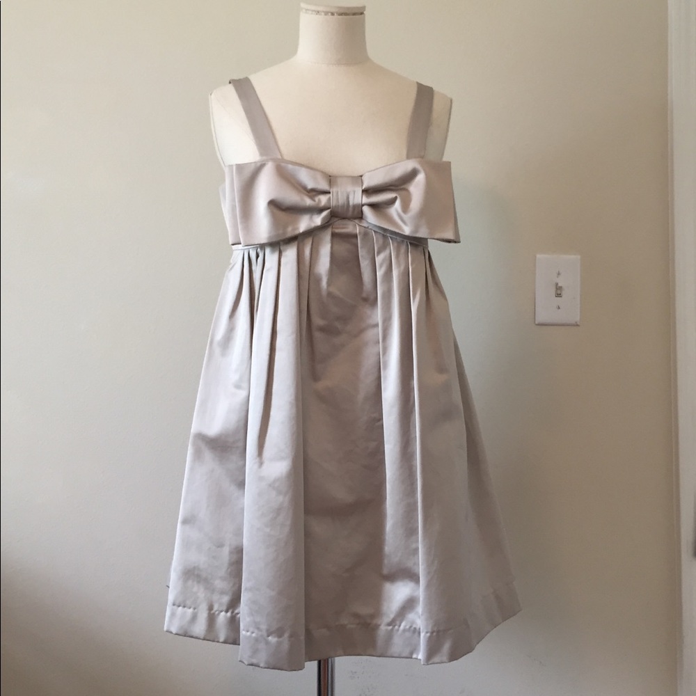 Silver mini dress with bow on the front