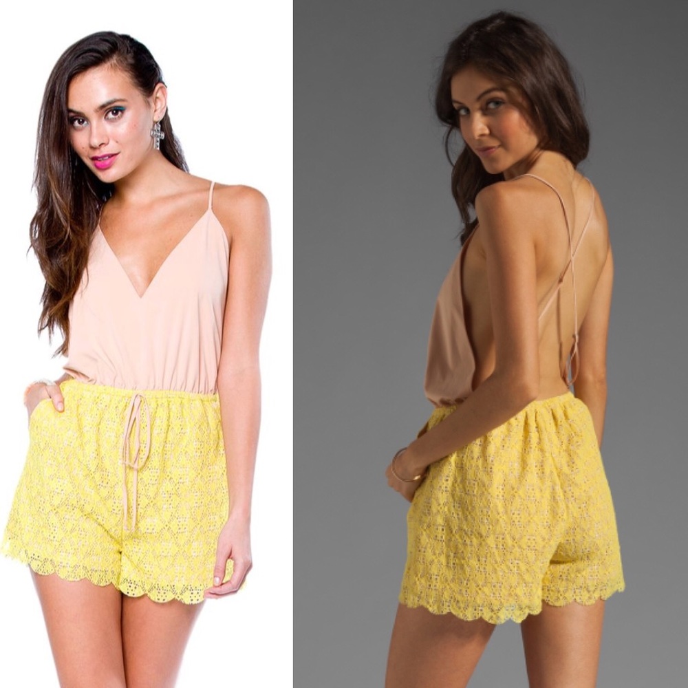 6 Shoreroad yellow and nude romper sz S