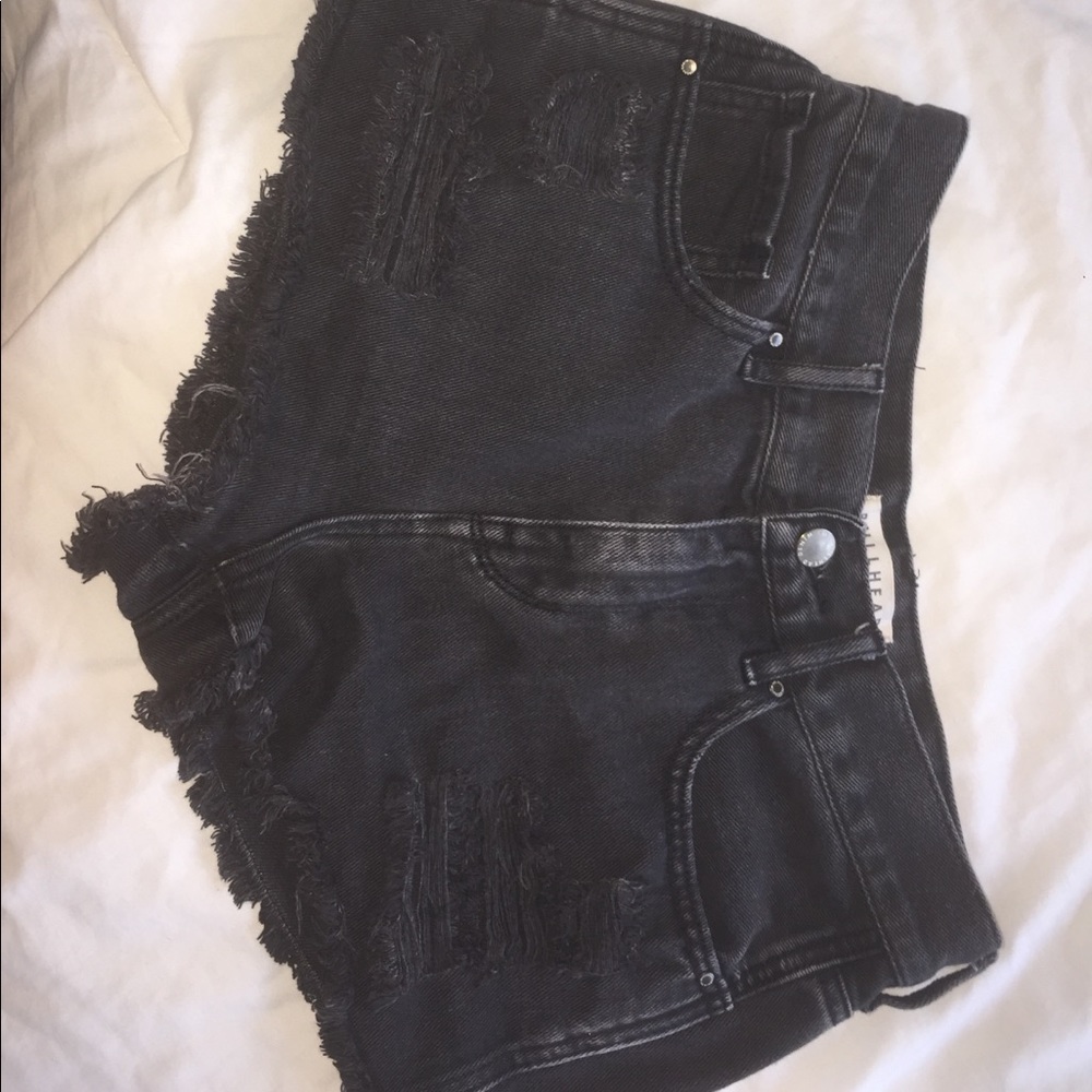Bullhead Denim Black Destroyed Shorts