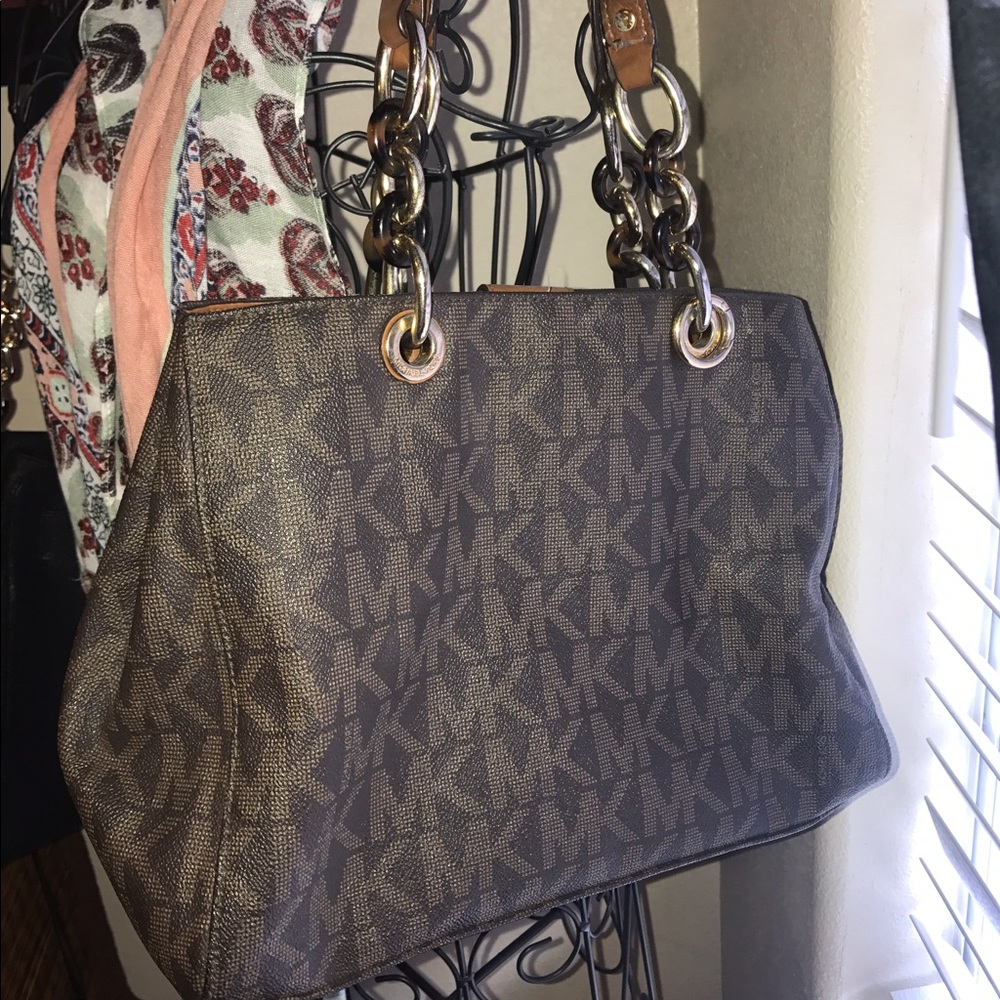 MK pvc signature brown satchel