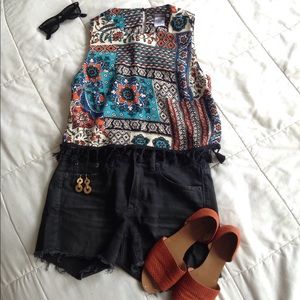 Black denim cutoffs